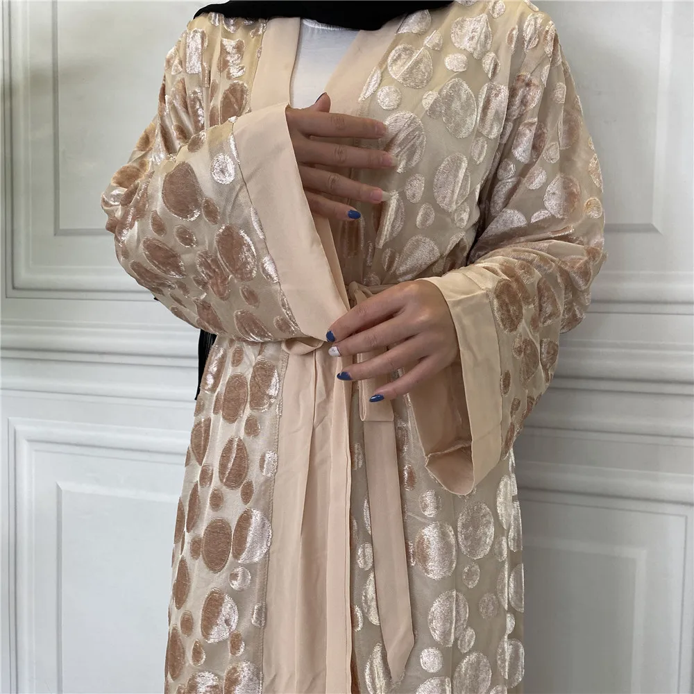 

New Dubai High Quality Velvet Pattern Beautiful Modest Robe Muslim Women Caftan Kaftan Turkey Islamic Clothing Ramadan Kimono