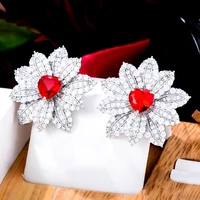 kellybola 2021 trendy high quality exquisite heart zirconia flowers earrings famale party daily anniversary accessories jewelry