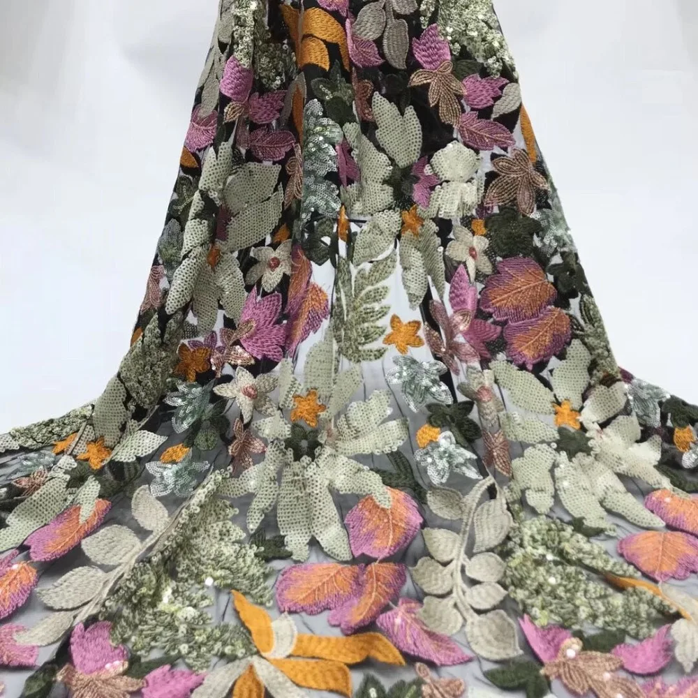 Африканская кружевная ткань с 3D блестками 2020 Высококачественная французская