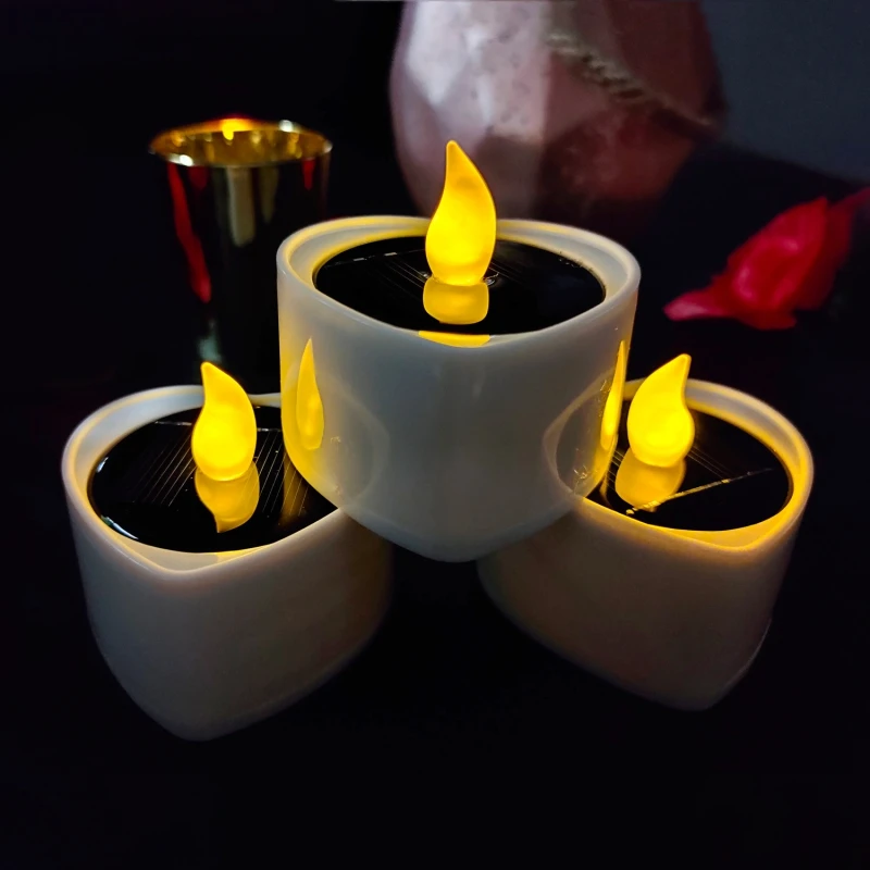 

6 Pcs Solar Candles LED Waterproof Romantic Electric Tealights Fake Candles Solar Emergency Night Light For Camping Travel