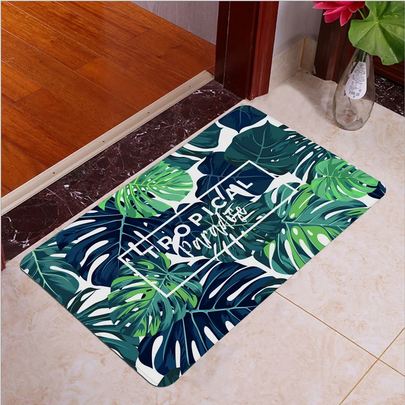 

Tropical Plants Printed Floor Mats Welcome Doormat Kitchen Bathroom rugs House Carpet for Living Room Anti-Slip Tapete Rug