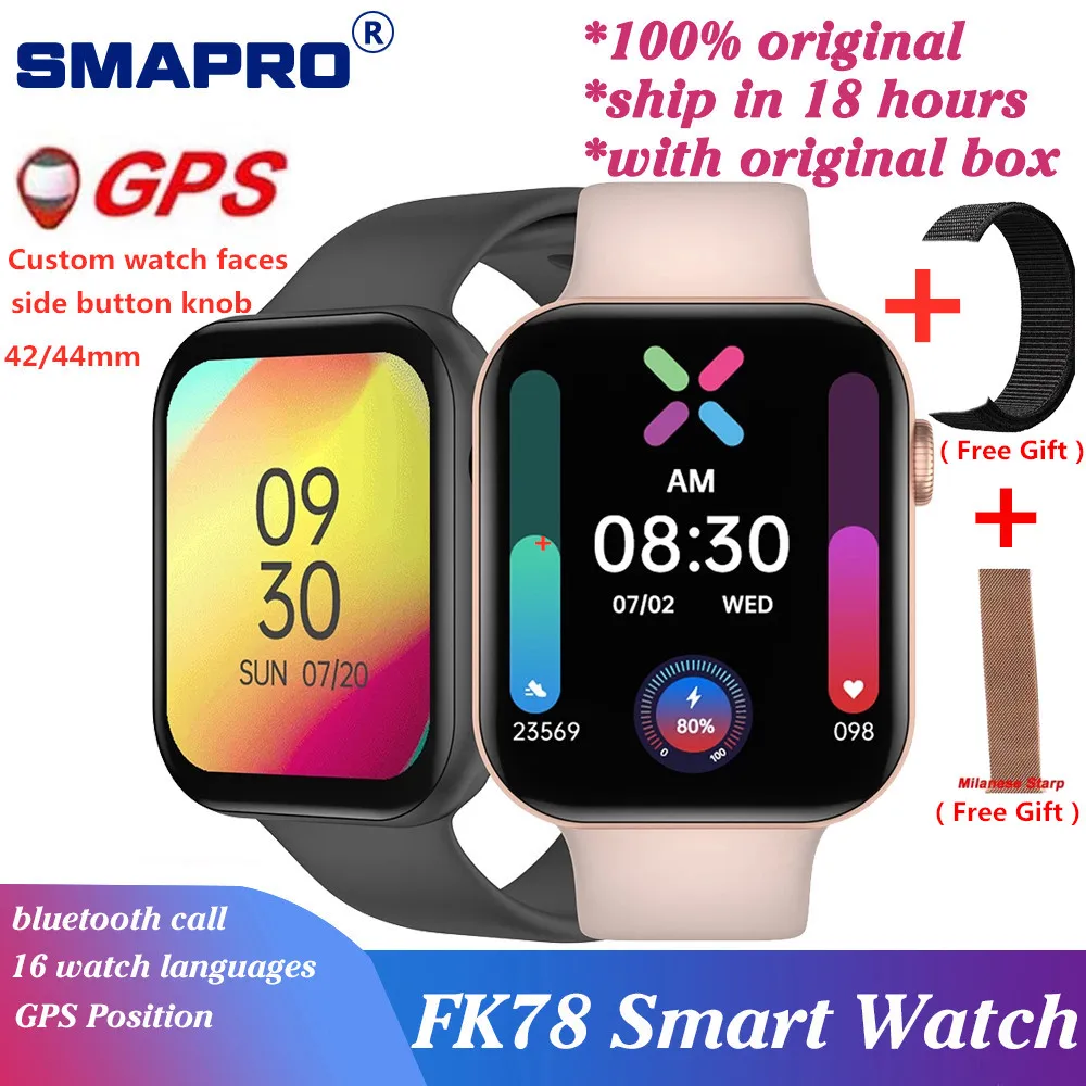 Оригинальные Смарт часы iwo FK78 с экраном 1 78 дюйма Full HD мужские GPS водонепроницаемый