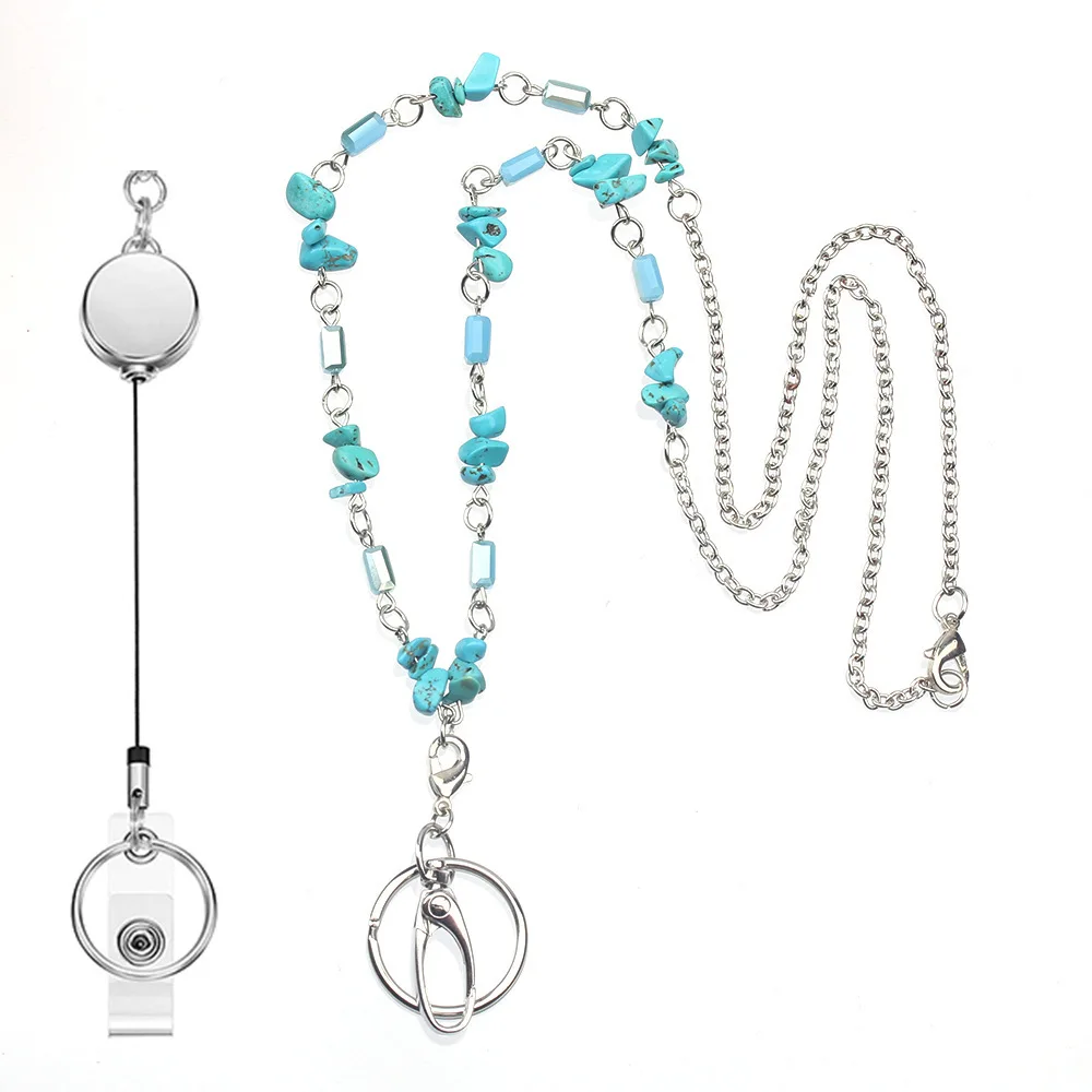 Blue Beaded Lanyard Necklace Retractable Badge Reel Lanyards ID Card Badge Holder Key Neck Chain Stainless Steel Girl Women
Blue Beaded Lanyard Necklace Retractable Badge Reel Lanyards ID Card Badge Holder Key Neck Chain Stainless Steel Girl Women