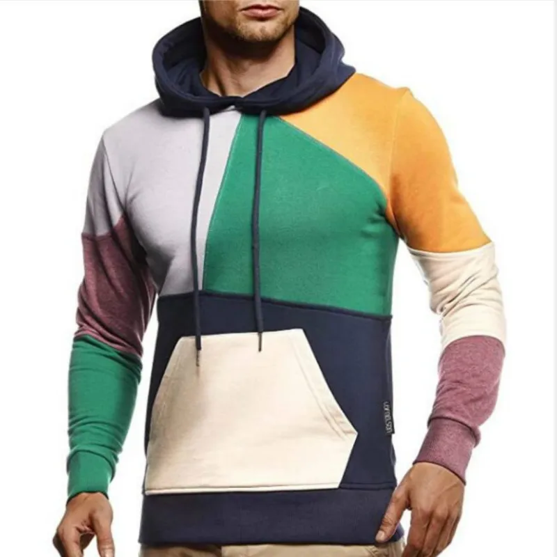 

BONJEAN 2020 тонкие топы и пуловеры с длинным рукавом Лоскутные толстовки для мужчин осенняя одежда мужские толстовки с капюшоном BJ3266