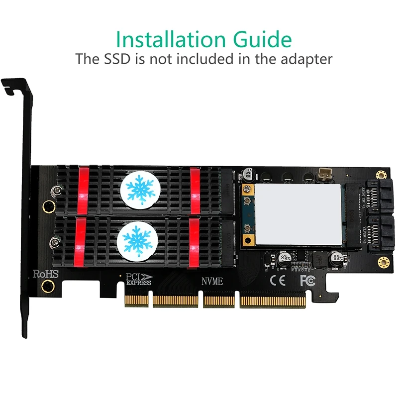 Обновленная версия 3 в 1 Msata и M.2 NGFF NVME SATA SSD на PCI E 4X SATA3 адаптер с охлаждающим