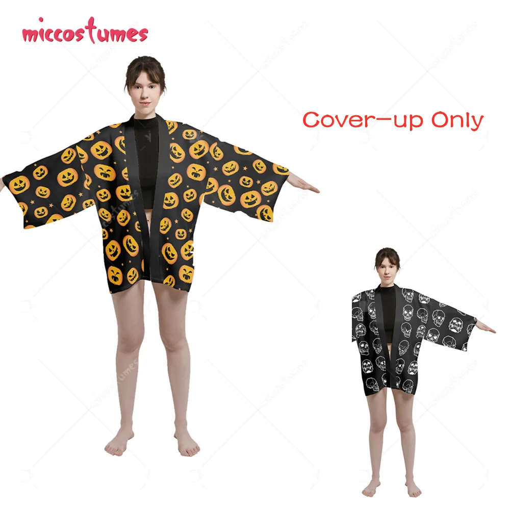 

Halloween Dark Style Cartoon Pumpkin Lantern Pattern Printed Kimono Cover-Up ONLY Cosplay Costume Outfit halloween costume
