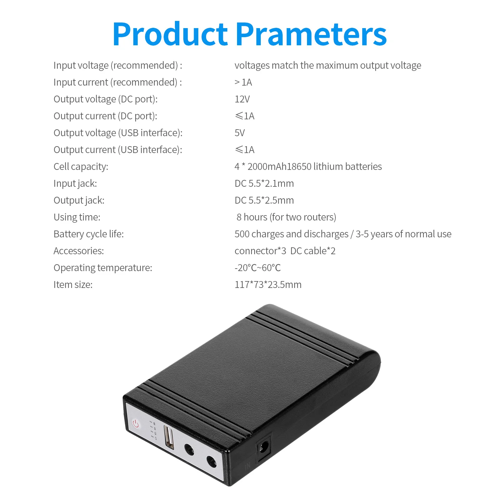 WGP103 Мини DC UPS Замечательный зеленый Мощность мульти-Выход источник