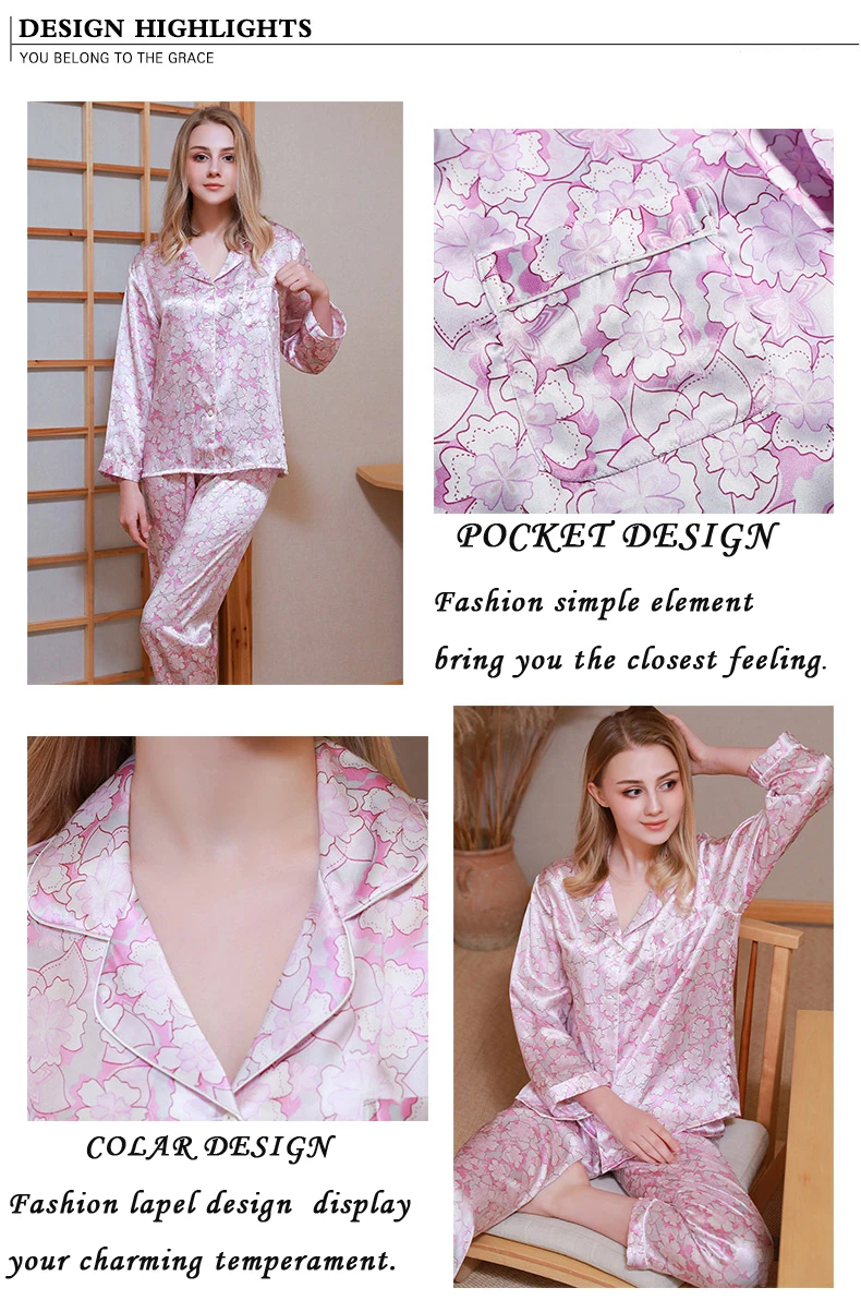 NEW Top Quality 100% Real Silk Sleepwear Women Pajamas Set Long Sleeve Pajamas Suit Female mulberry Silk turn-downcollar Pyjama