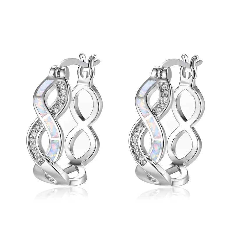 

New Fashion Simple Geometric Twisted Opal Earrings Female Elegant Temperament Party Banquet Accessories Jewelry Wholesale
