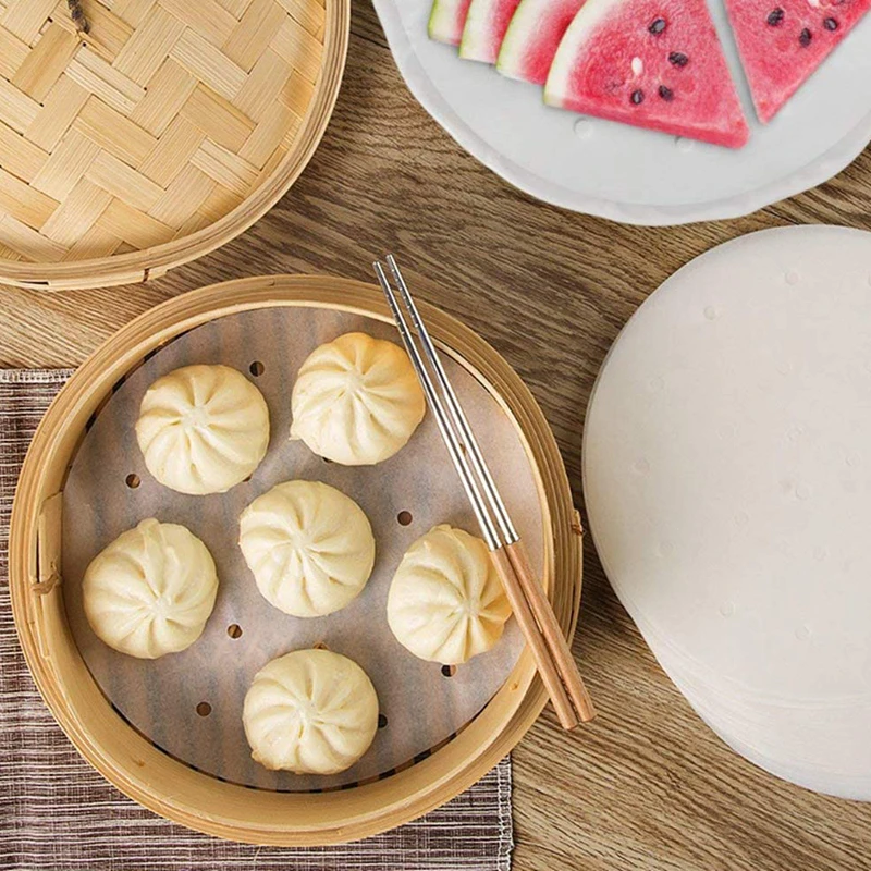 8 дюймов масляная бумага бамбуковая Паровая перфорированная пергаментная