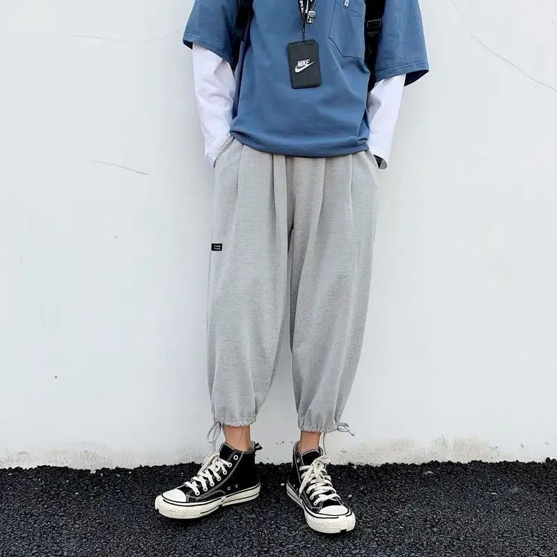 

Harajuku style mens joggers beam pants sweatpants wide leg couple clothes vintage Harajuku trousers 2020 summer casual plus size