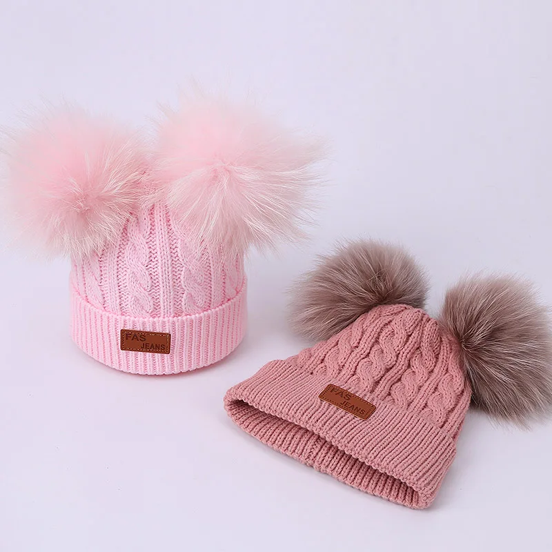 Детская шапка-бини с помпоном зимние теплые ветрозащитные шапки для улицы из