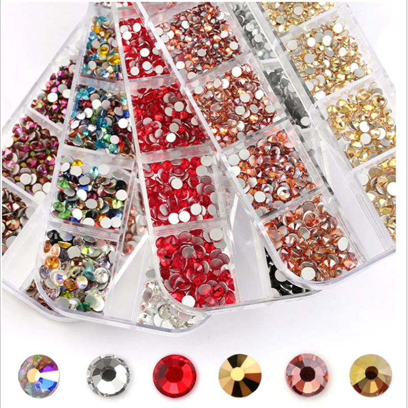 

Nail Drill Wholesale New Style Rhinestone Set 12 Grid Boxed Flat Bottom Shaped Diamond Boxed Nail Drill 18 Style 5*13cm Box