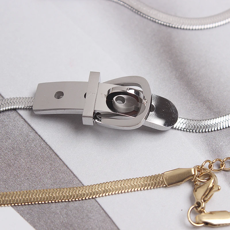 Классическое шикарное ожерелье женское простое из титановой стали цепочка для