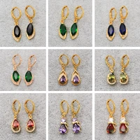 trend water drop earrings for womens earrings gold plate dangle earring green zircon jewelry wedding accessories valentines
