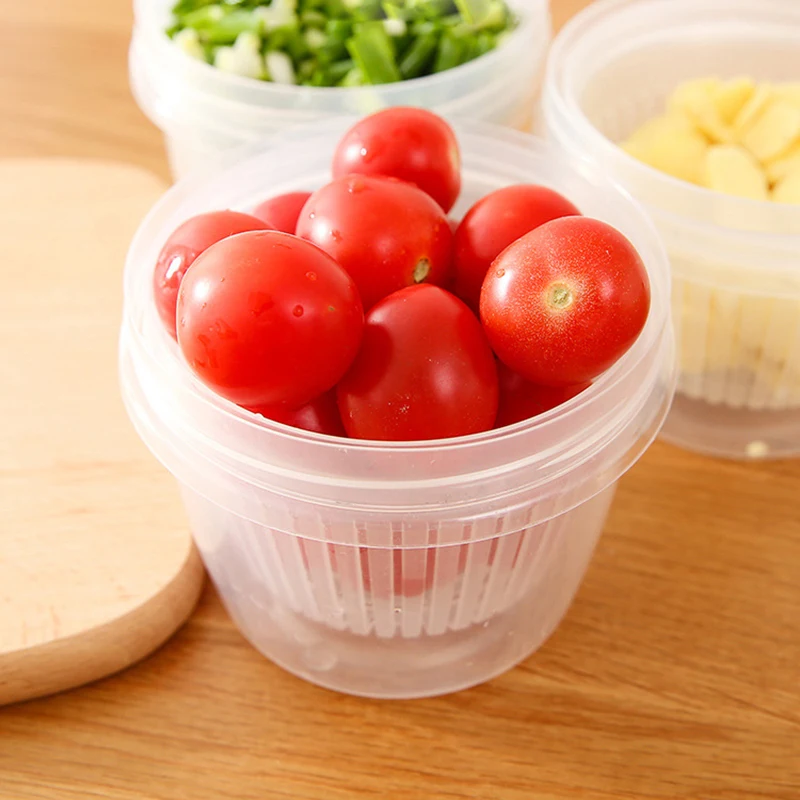 Двухслойная круглая сливная герметичная коробка для имбирного чеснока лука