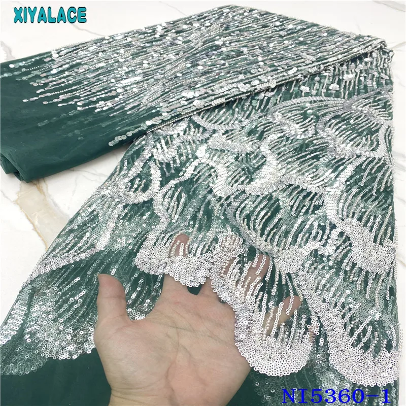 

2021 Latest Embroidered French Lace Fabric African Heavy Beaded Lace Fabric Wedding Dress with Colors Net Lace KSNI5360