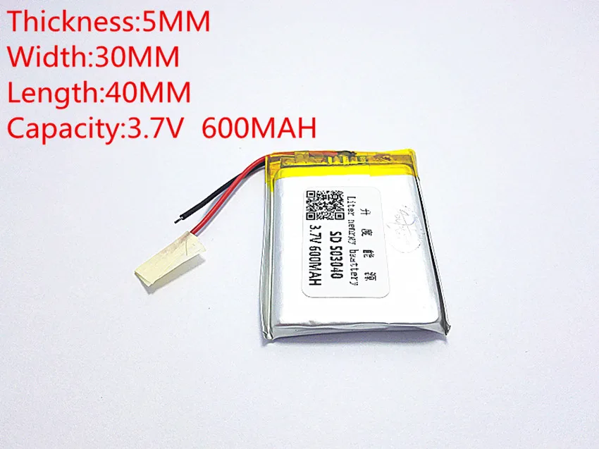 Литий-полимерный аккумулятор 3 7 в 600 мАч литий-ионный перезаряжаемый 503040 для Mp3 MP4