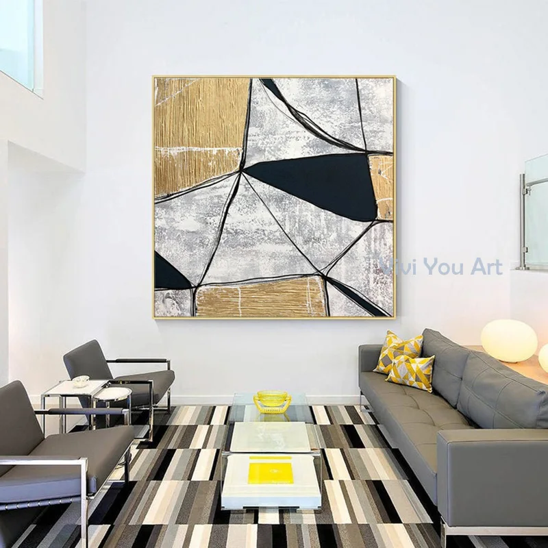 

Abstract Marble Canvas Print Paintings Brown Gold Foil Poster Modern Wall Art Pictures on Canvas Living Room Office Home Decor