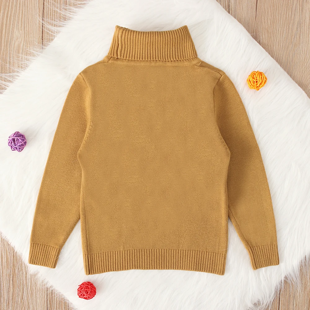 Детский свитер с высоким воротником для мальчиков и девочек зимняя Однотонная