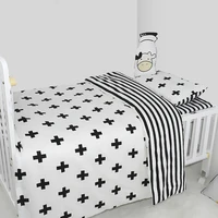 3pcs baby bedding set baby crib bedding set cotton white stripe pattern baby cot including duvet cover pillowcase sheet