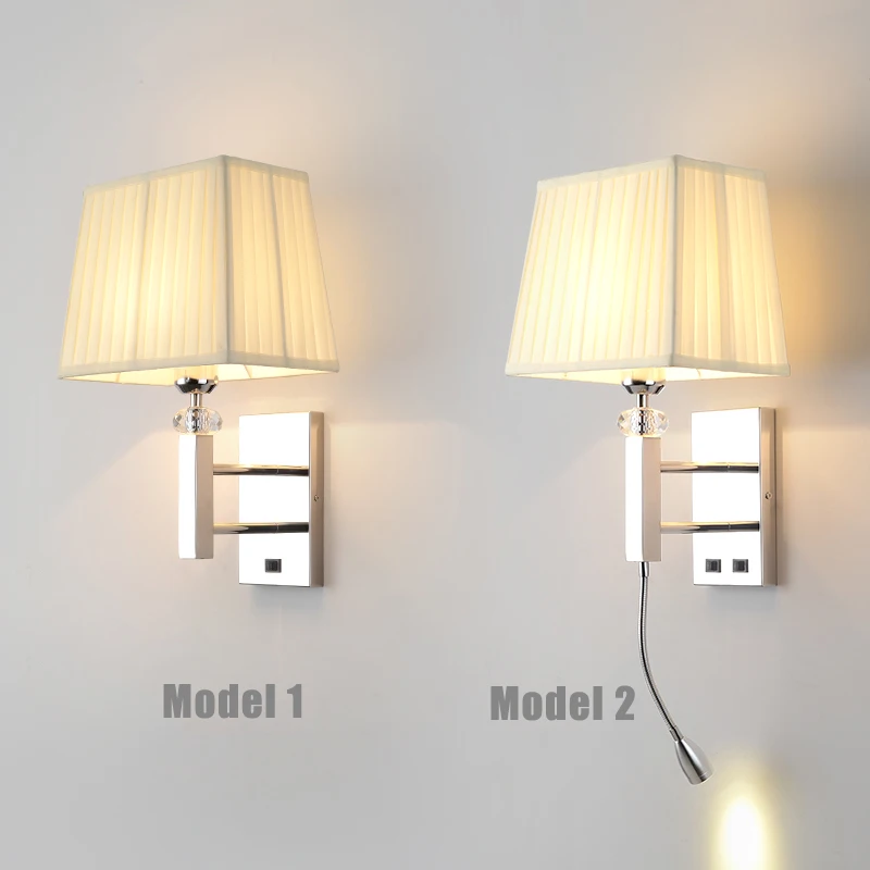 Zerouno отельные бра комнаты настенный светильник современный ткань абажур E27 из