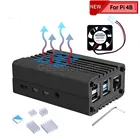 Черный чехол из алюминиевого сплава с ЧПУ, кожух корпуса для Raspberry Pi 4, охлаждающий вентилятор, радиаторы для Raspberry Pi 4B