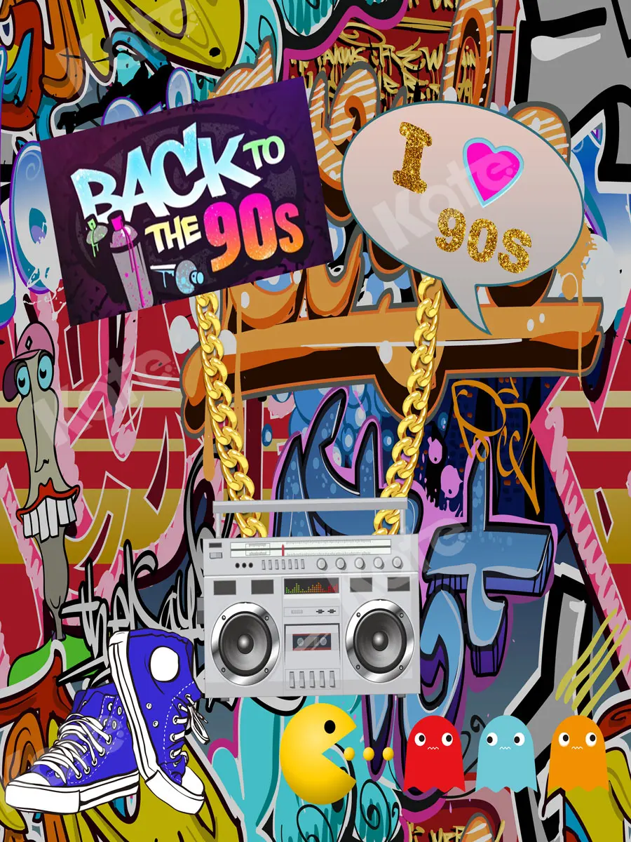 Винилбдс Граффити стена день рождения фото фон назад в 90 х хип хоп для фотографий