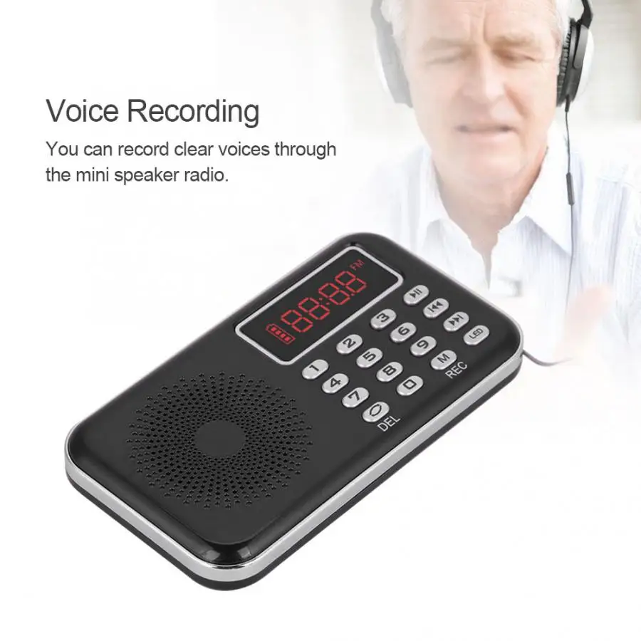 Цифровой радиоприемник с функцией шумоподавления Fm радио Usb/Tf/Aux диктофон mp3 плеер