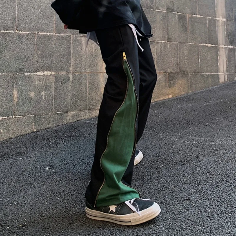 

Wide Leg Pants for Women Clothes New Korean Fashion Patchwork Zipper Causal Long Capris Sweatpants Ins Black Trousers Hipster