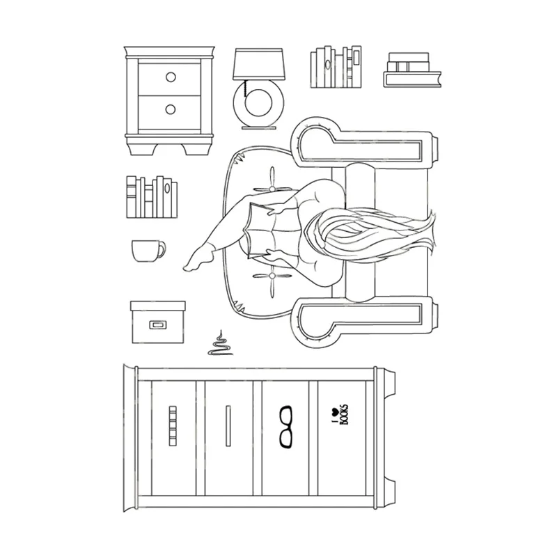 

Cozy Reading On Sofa+Furniture Clear Stamps Furnitures Kids Transparent Silicone Stamp 2020
