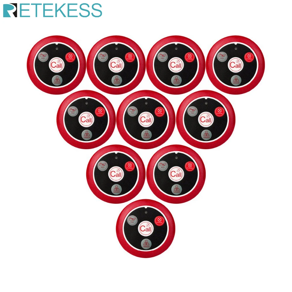 10 шт. Retekess T117 ресторанный пейджер Беспроводная система вызова официанта кнопка