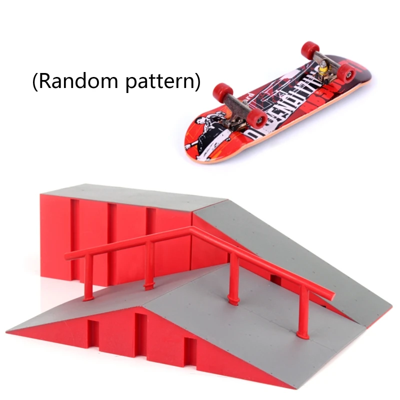 

Finger Skate Park Kit Ramp Part with 1 Finger Skateboard Mini Scooter Scene Prop P31B