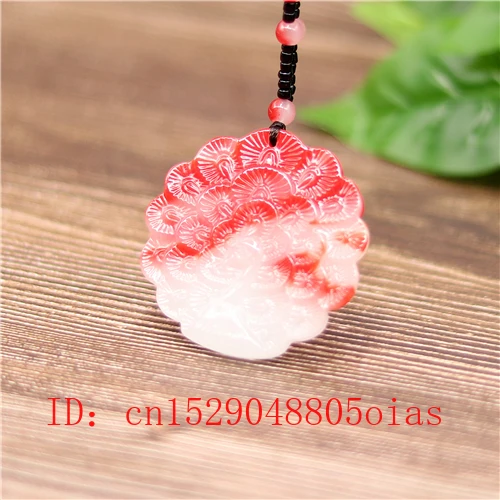 Натуральный красный белый китайский нефритовый павлин кулон ожерелье Шарм