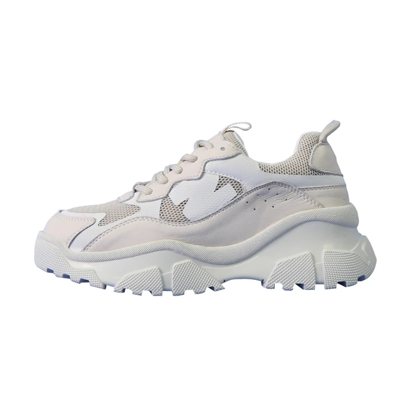 

Vulcanized Shoes Genuine Leather Women's Sneakes 2021 Summer Casual Women Platform Shoes Ladies Mesh Comfortable Chunky Footwear
