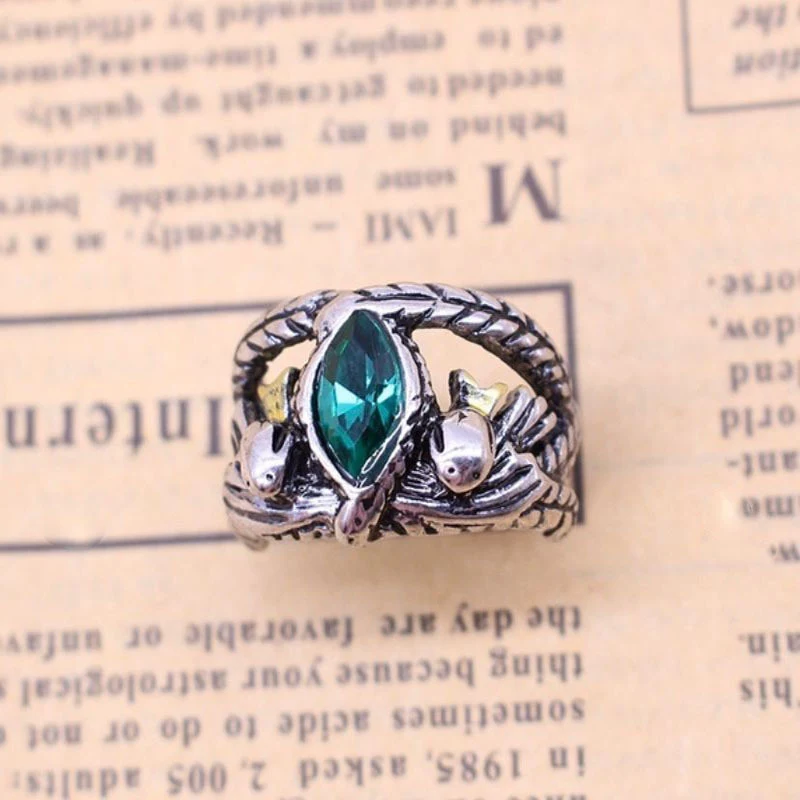 

New fashionable European and American emerald men's ring Trendy personality punk hip hop ring for men Jewelry wholesale