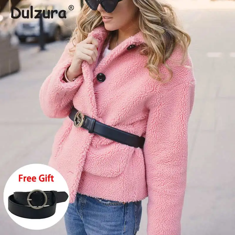 Женская Шуба из искусственного меха теплая шуба с поясом в подарок для милых