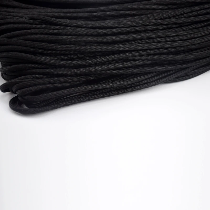 Оптовая продажа Черная веревка Paracord 550 Тип III диаметр 4 мм 7 ядер 100 футов метров