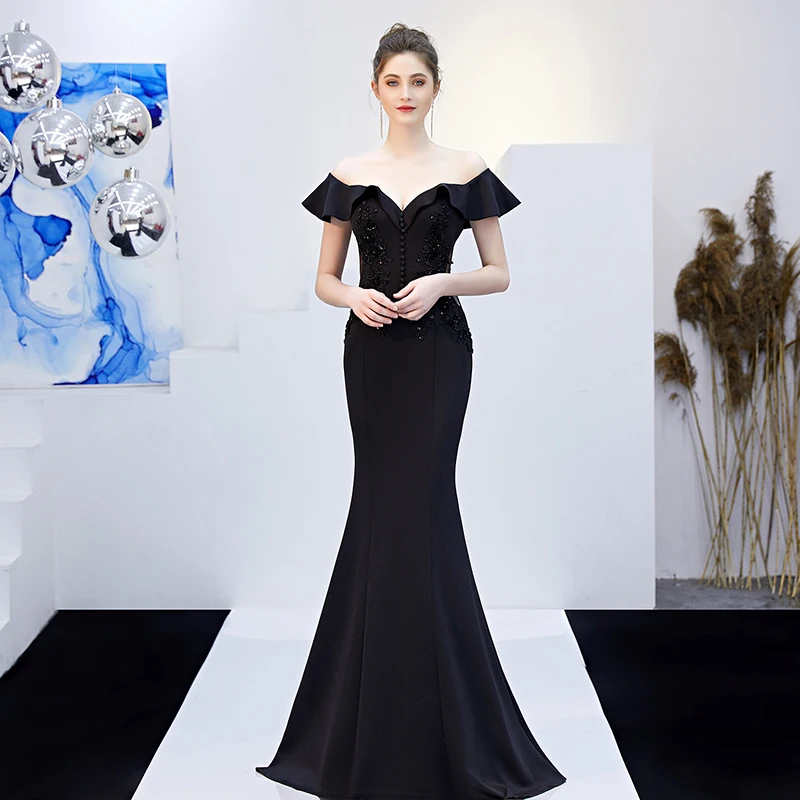 

Off Shoulder Mermaid Evening Dress Long Red White Appliques Lace Formal Dress Women Elegant Robe De Soiree Evening Gown