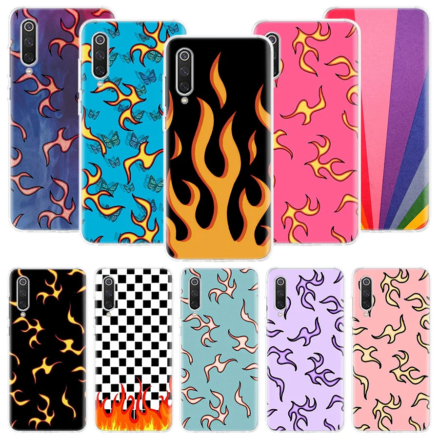

Blue Red Flame Fire Phone Case For Xiaomi Redmi Note 10 9 8 11 Pro 11T 11S 10S 9S 9A 9C 9T 8T 8A 7 7A 5 Art Pattern Cover Coque