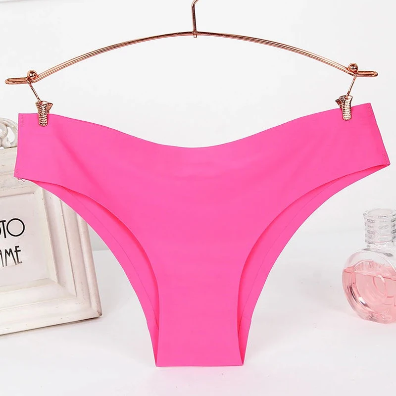 

Summer Candy Color Sweet Ice Silk Seamless Panties Solid Color Sexy Women's Ultra-thin Panties Low-waist Panties Cool Panties
