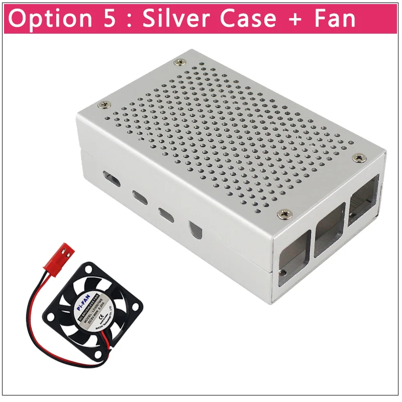 Silver with Fan Raspberry Pi 4 Алюминиевый Чехол серебристый черный металлический корпус | Вентилятор охлаждения теплоотвод для Raspberry Pi 4 Модель B - Цвет: Silver with Fan