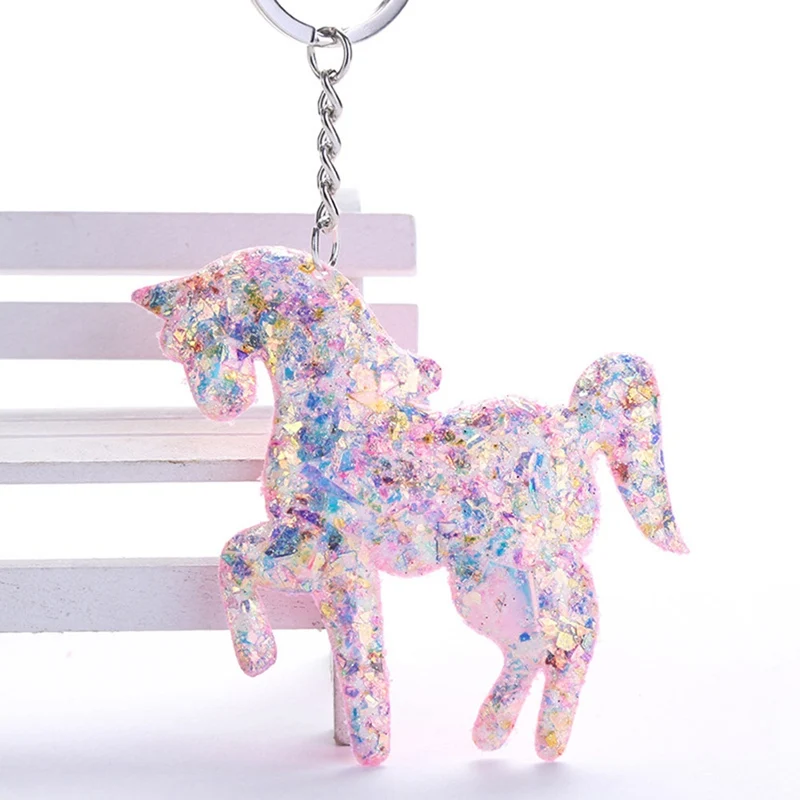 Брелок для ключей с блестками Женский милый подарок единорогом брелок аксессуар