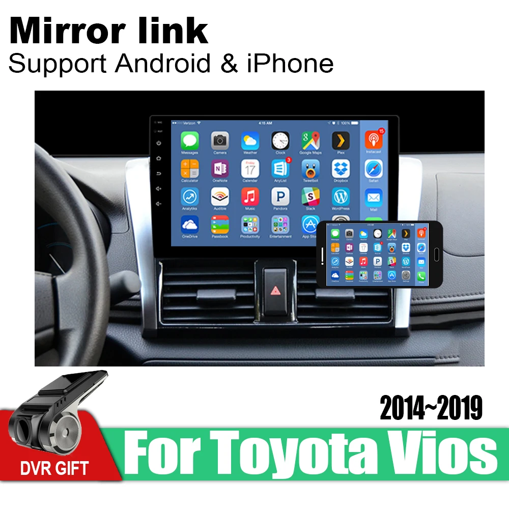 Автомобильный gps мультимедийный плеер для Toyota Vios 2014 2015 2016 2017 2018 2019 автомобильный