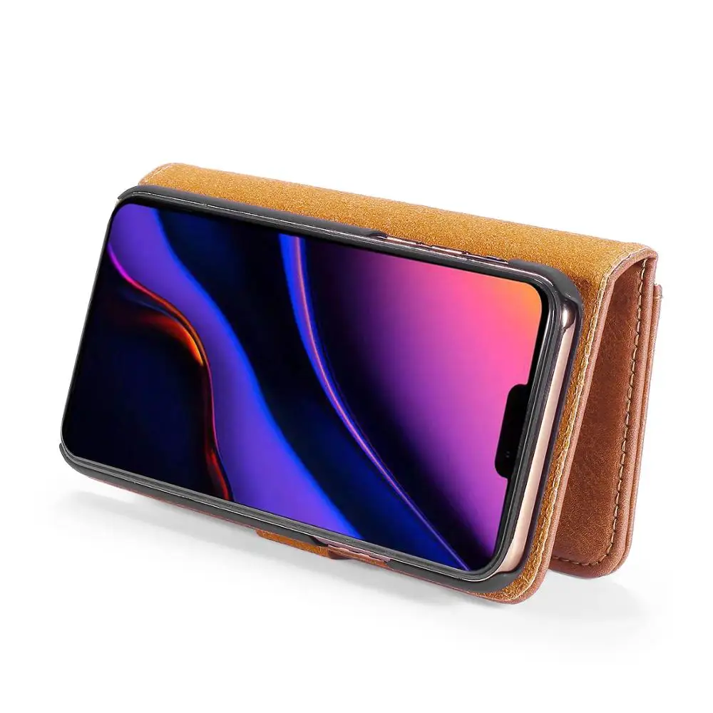 Чехол для телефона iPhone 11 Pro 12 Mini 13 Max съемный кожаный флип-кошелек с держателем