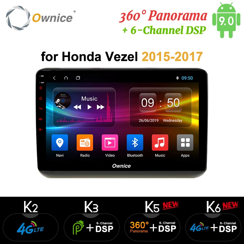Автомобильная аудиосистема Ownice k3 k5 k6 Android 9 0 DVD GPS-плеер для Honda Vezel 2015 2016 2017 4 Гб ОЗУ