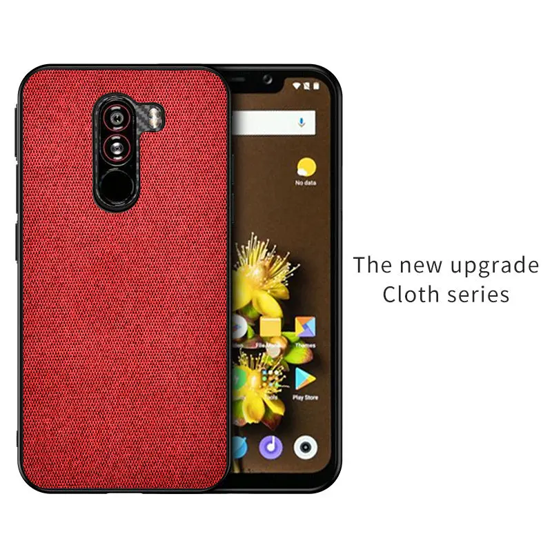Red Роскошный ультра-тонкий хлопковый тканевый чехол s для Xiaomi POCOPHONE F1 Phone Sofr силиконовый чехол для задней панели POCOPHONE F1 кожаный чехол - Цвет: Red