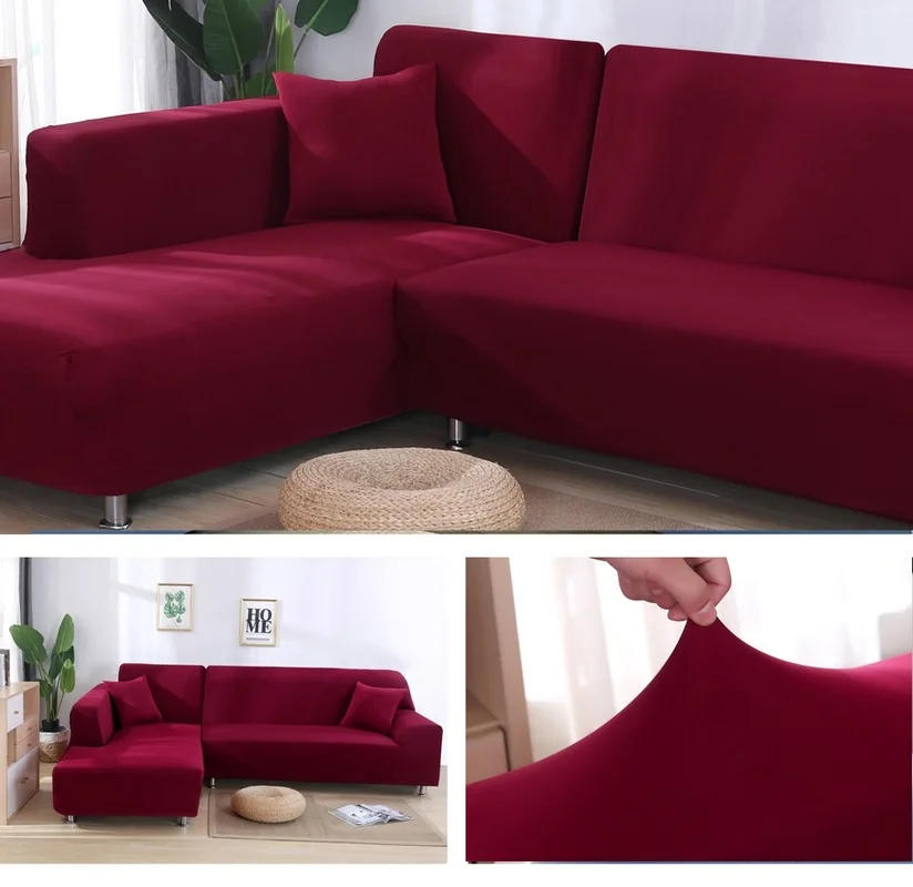 

Elastic Sofa Cover for Living Room Solid Color Sofa Covers Stretch Couch Cover Corner L-shaped Sectional Slipcover 1/2/3/4 Seat