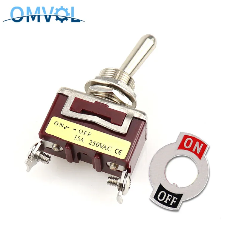 1pc 12mm Momentary toggle switch 2pin single side spring return latching on-off fixed 15A 250VAC waterproof cover | Обустройство дома