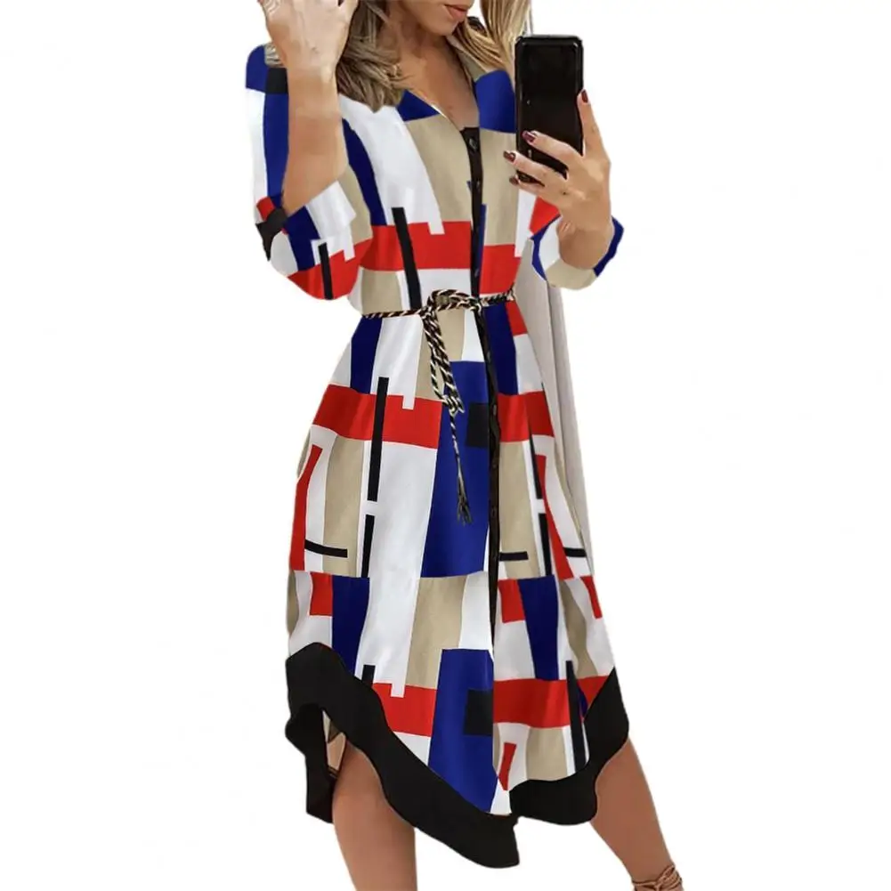 

Женское вечернее платье-миди с длинным рукавом, V-образным вырезом и отложным воротником